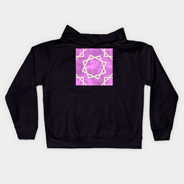 Octagrams on Pink Clouds Pattern Kids Hoodie by SolarCross